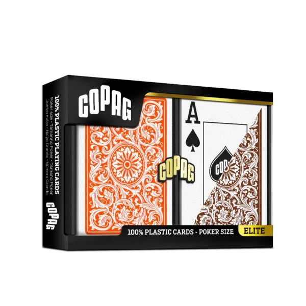 COPAG plastic poker double deck set (orange/brown)